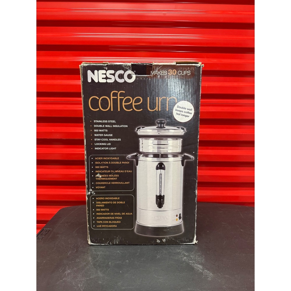 Nesco CU-30 Coffee Urn 30 Cup Stainless Steel Double Wall Insulated 950W New Box